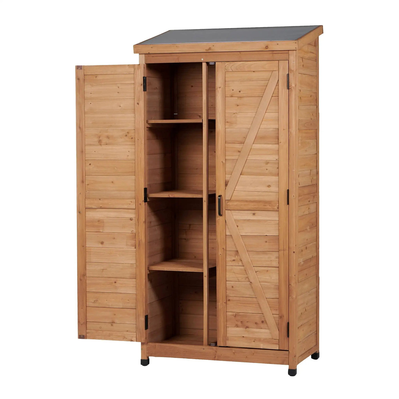 Outdoor Storage Shed With Vertical Tool Cabinet For Backyard by HouseOfZazla