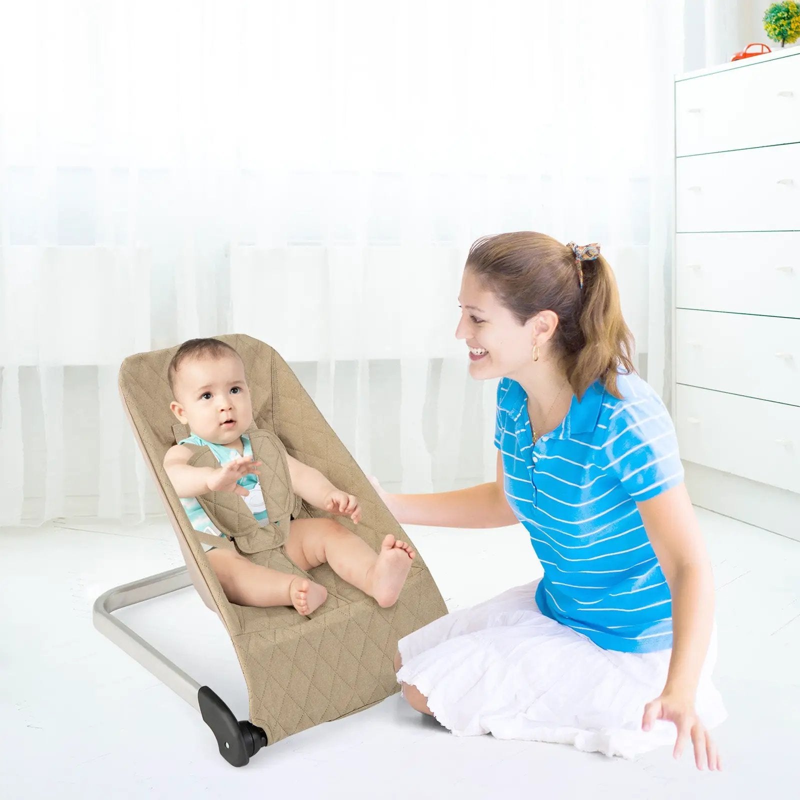 Baby Bouncer Seat with Aluminum and Metal Frame by DirectDeals