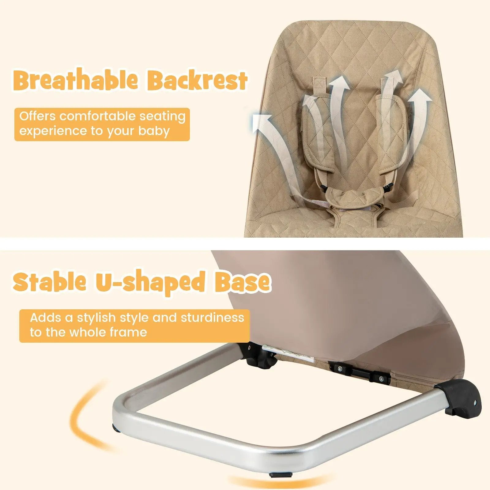Baby Bouncer Seat with Aluminum and Metal Frame by DirectDeals