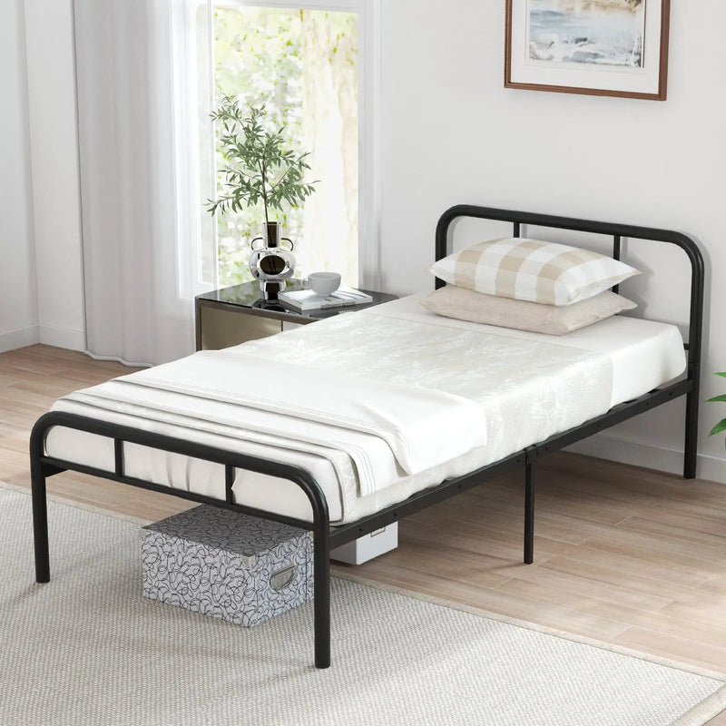 Modern Metal Bed Frame with Curved Headboard and Footboard-Twin Size by DirectDeals