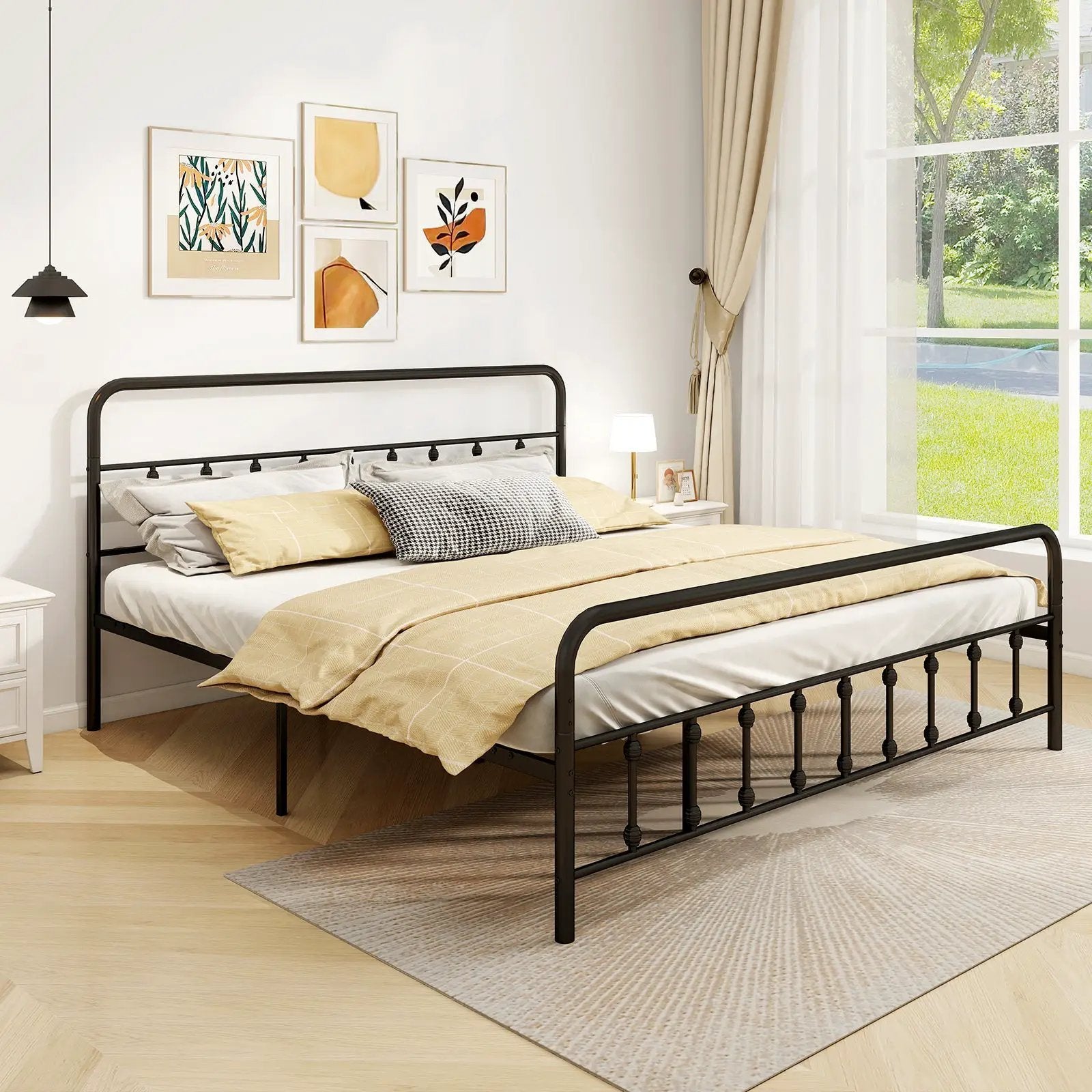 Bed Frame with Headboard and Under Bed Storage Black by DirectDeals