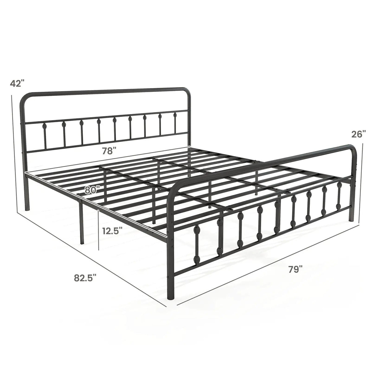 Bed Frame with Headboard and Under Bed Storage Black, photo 4 of 11