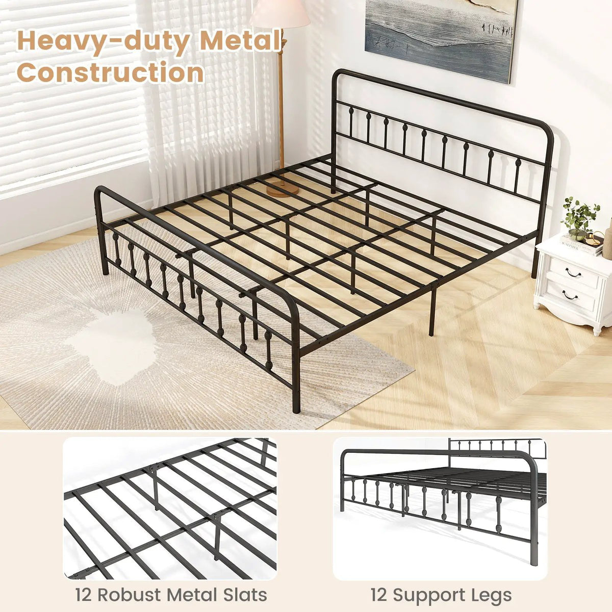 Bed Frame with Headboard and Under Bed Storage Black, photo 8 of 11