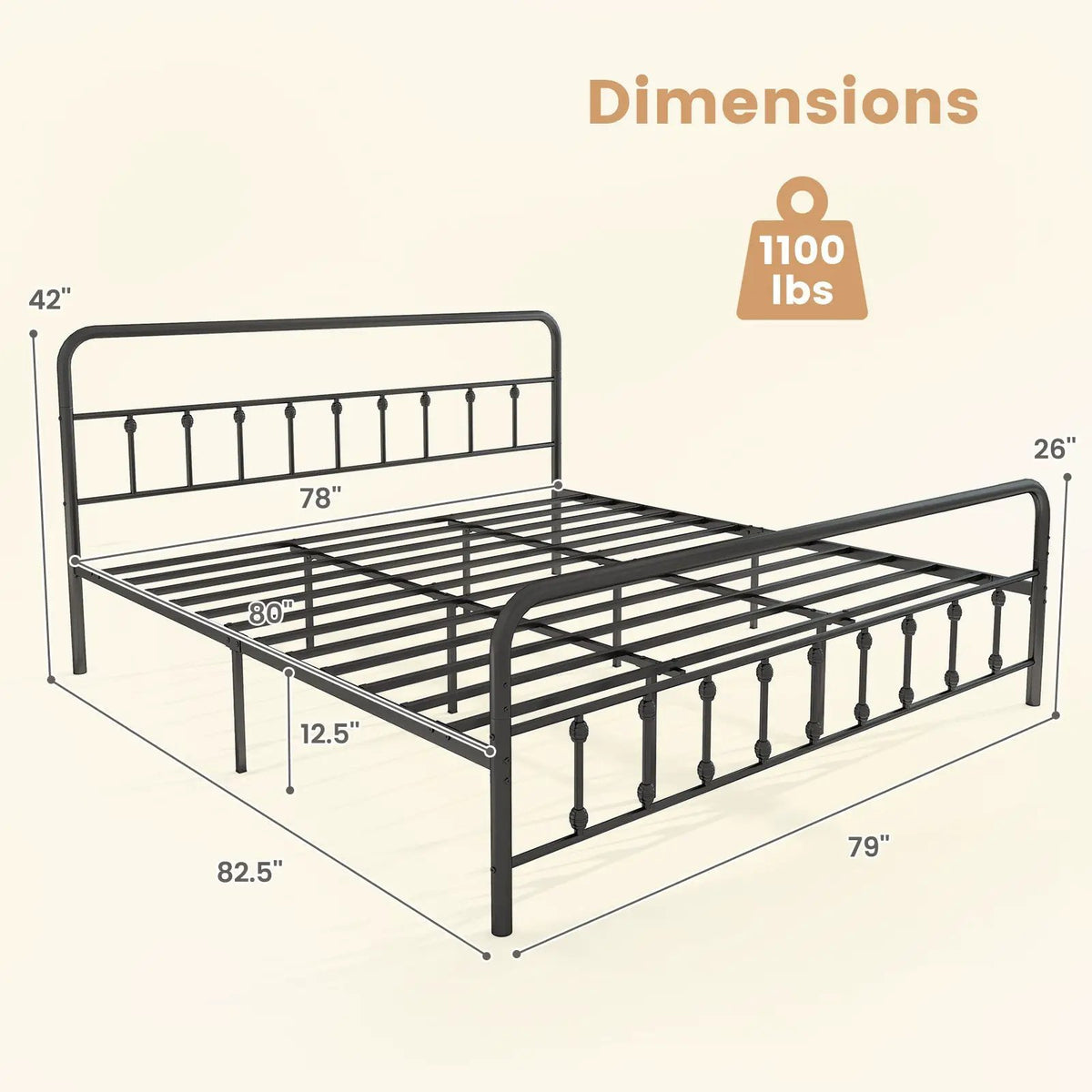Bed Frame with Headboard and Under Bed Storage Black, photo 5 of 11