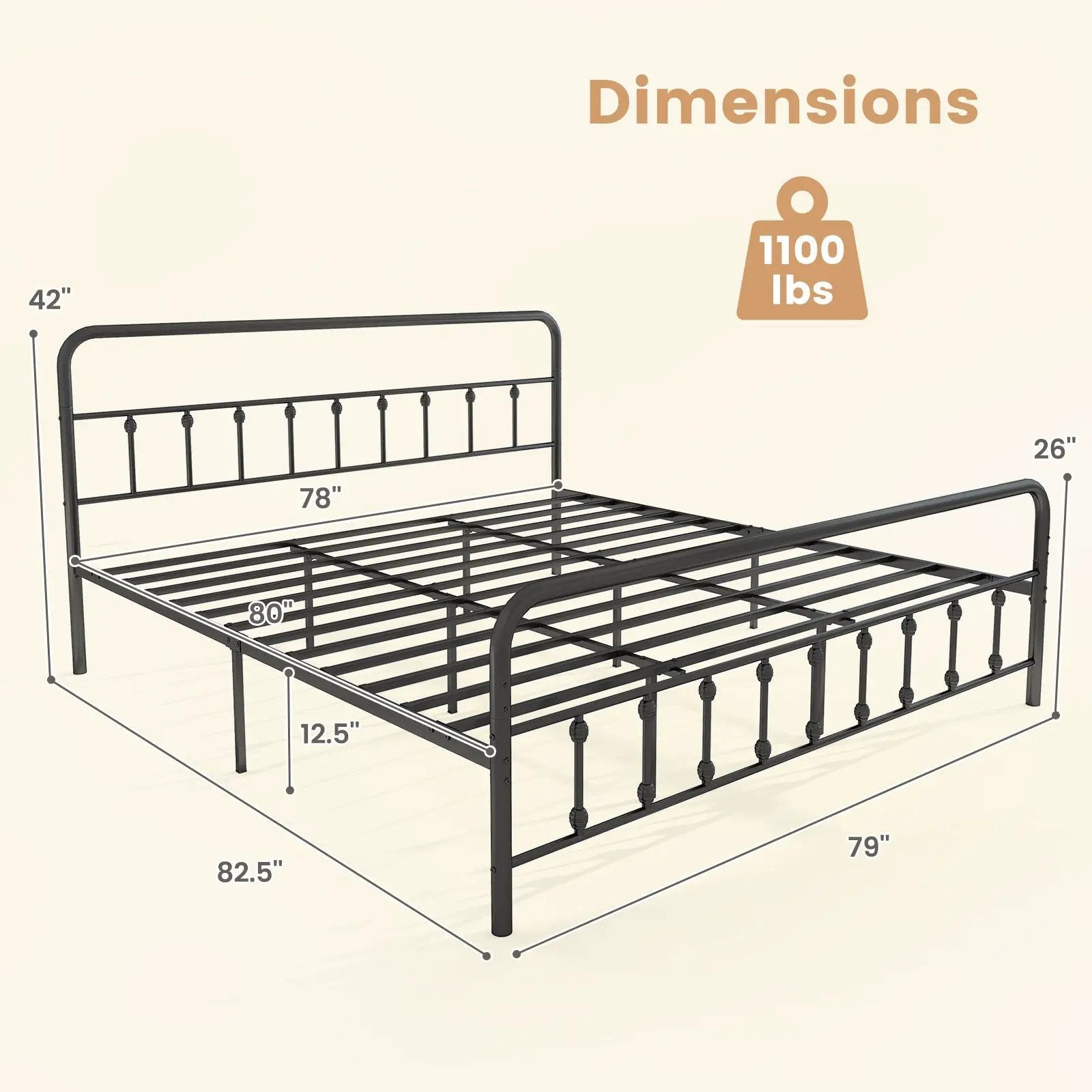 Bed Frame with Headboard and Under Bed Storage Black by DirectDeals