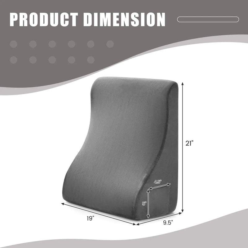 Bed Wedge Pillow with Tablet Pillow Stand and Side Pockets-Gray by DirectDeals
