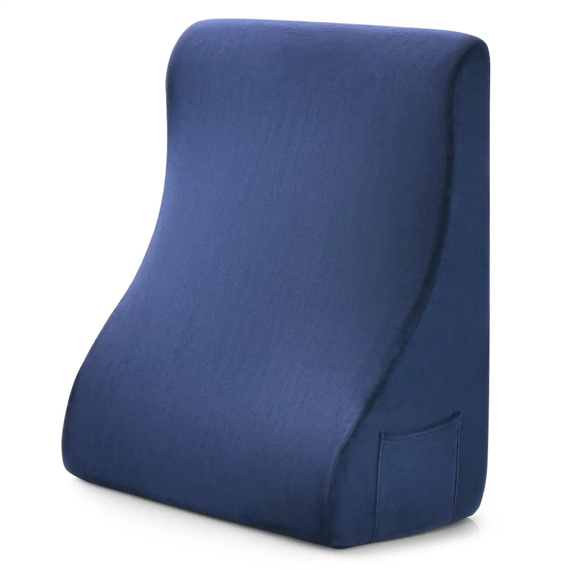 Bed Wedge Pillow with Tablet Pillow Stand and Side Pockets-Navy by DirectDeals