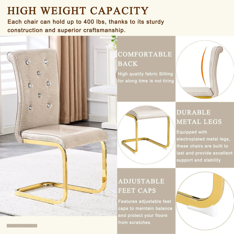 Elegant Design Alligator Skin Upholstered Dining Chairs