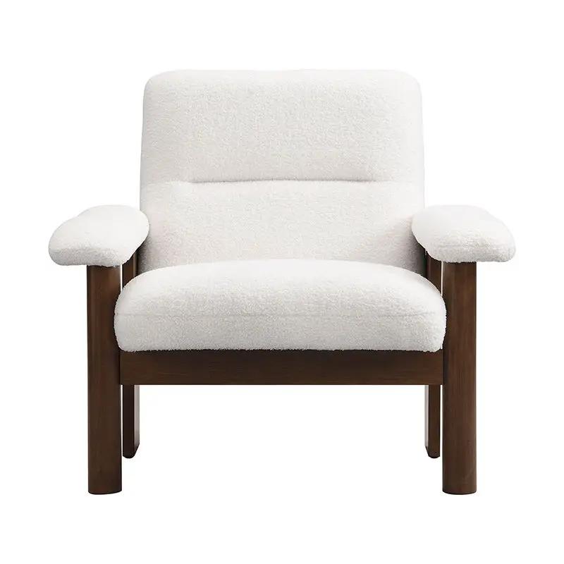 Modern Accent Chair With Ottoman, Mid Century Lounge Chair With Footrest, Comfy Fabric Armchair Upholstered Set With Solid Wood Frame For Living Room - White by HouseOfZazla