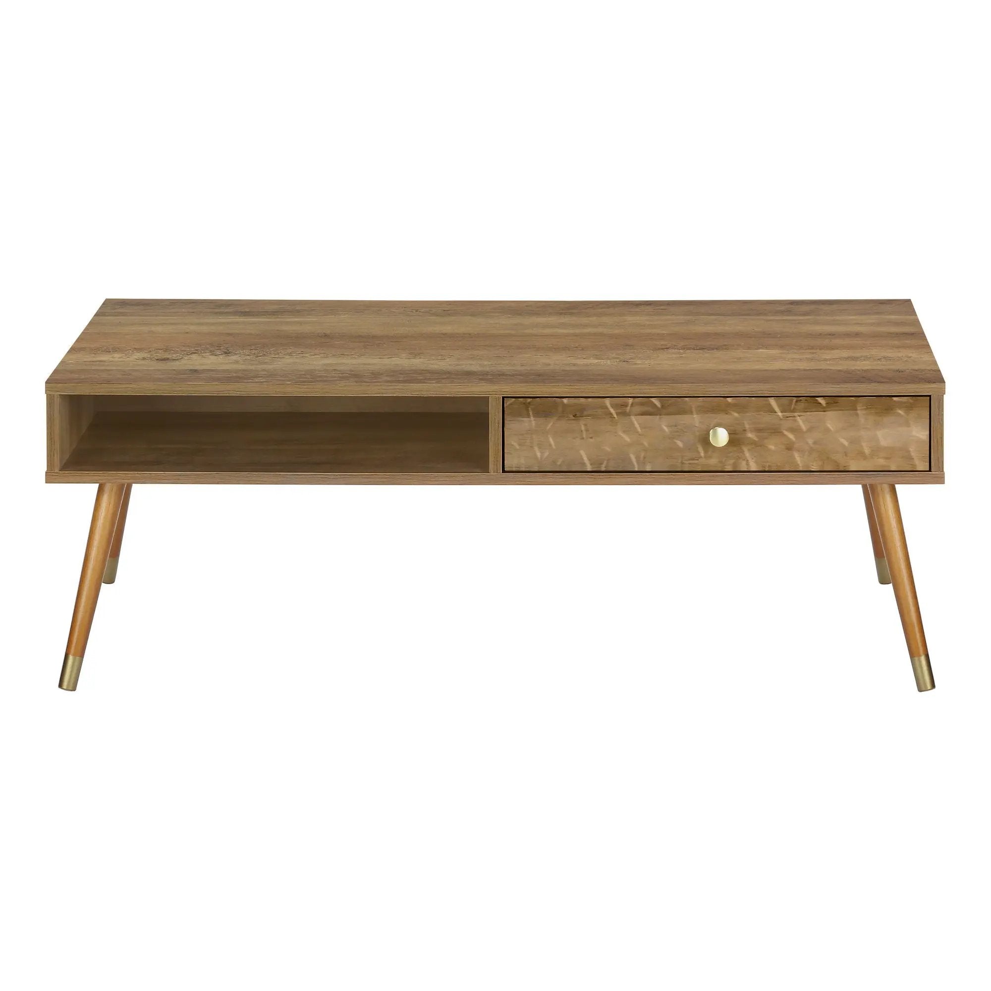 Coffee Table, Accent, Cocktail, Rectangular, Storage, Living Room, Wood Legs, Mid Century - Walnut by Unique Piece Furniture