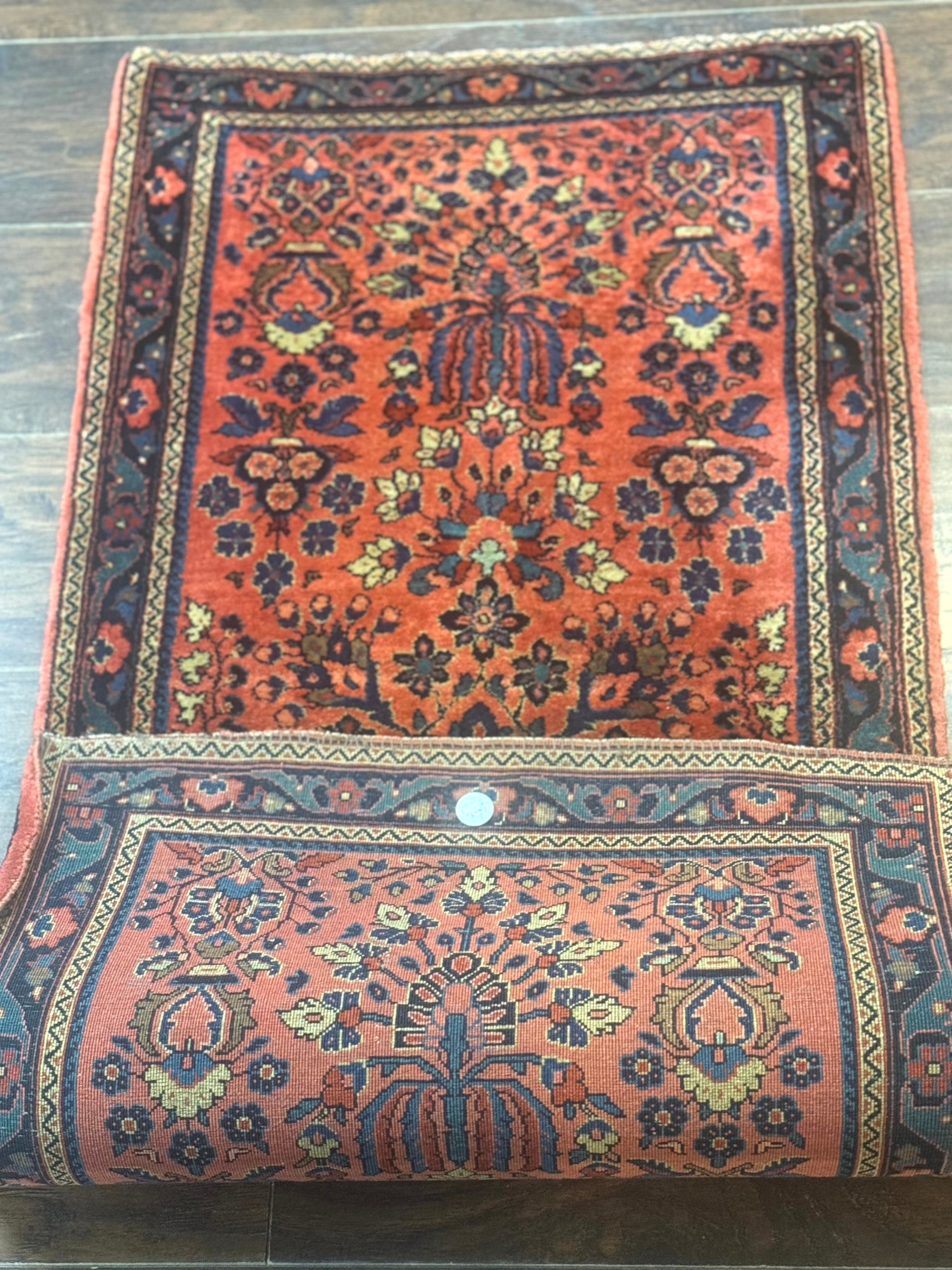 Antique Persian Sarouk Rug 2x4, Red, Fine 260 KPSI by Jewel Rugs