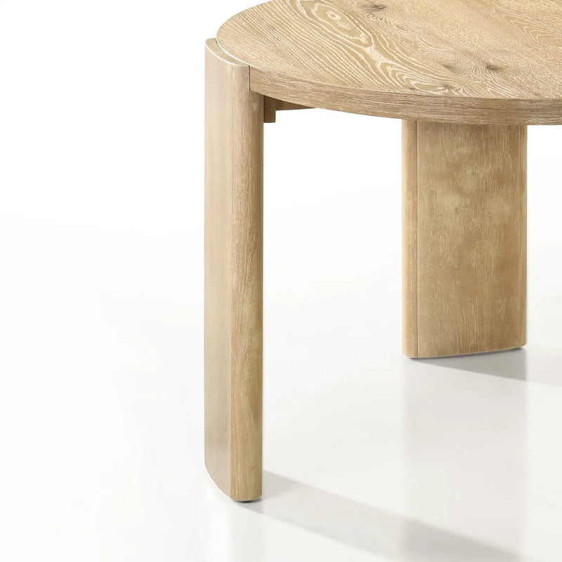 Bowen - Round Dining Table With Cream Color Upholstered Chairs (Set of 5) - Oak Finish by Unique Piece Furniture
