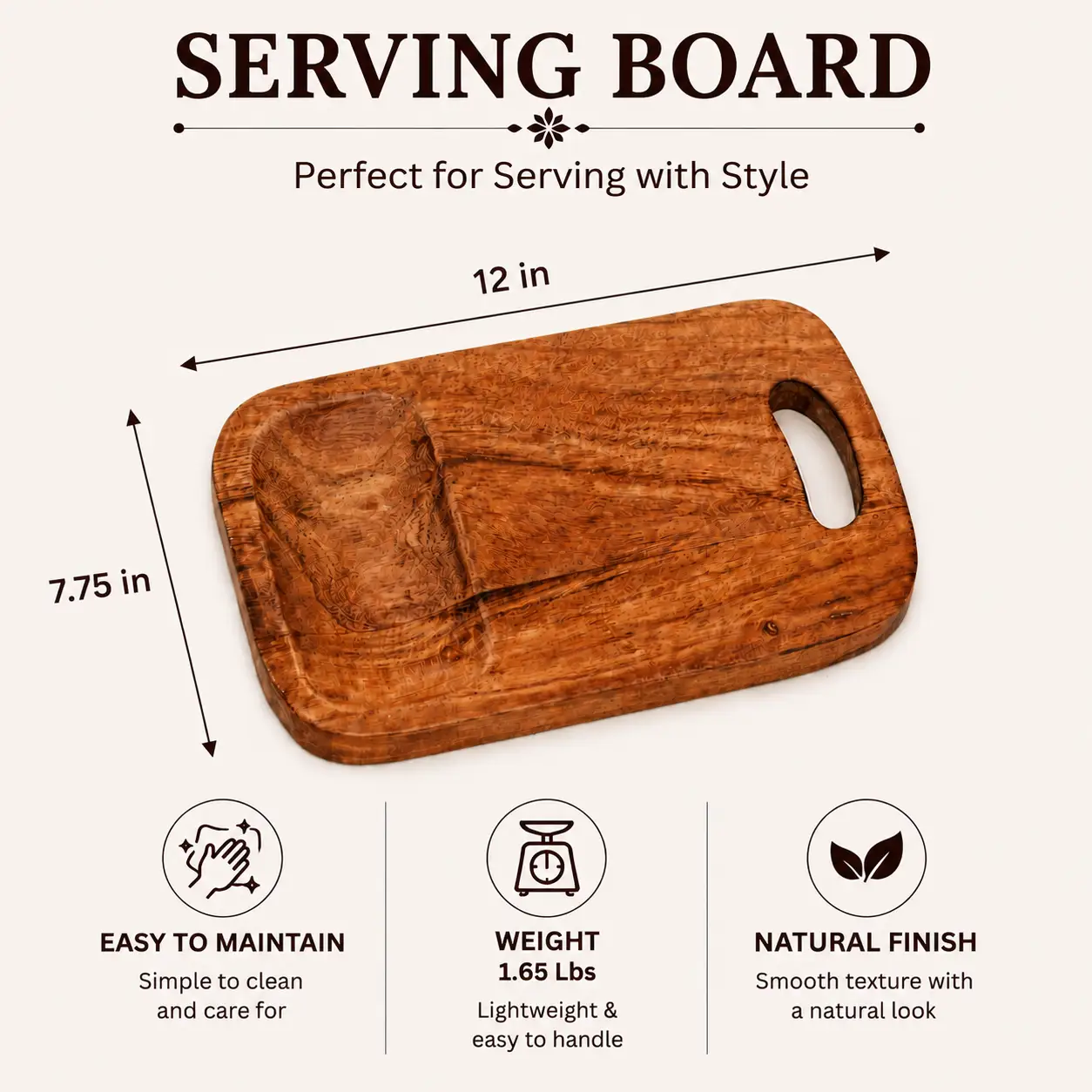 Acacia Wood Cutting Board with Built-In Handle by HouseOfZazla