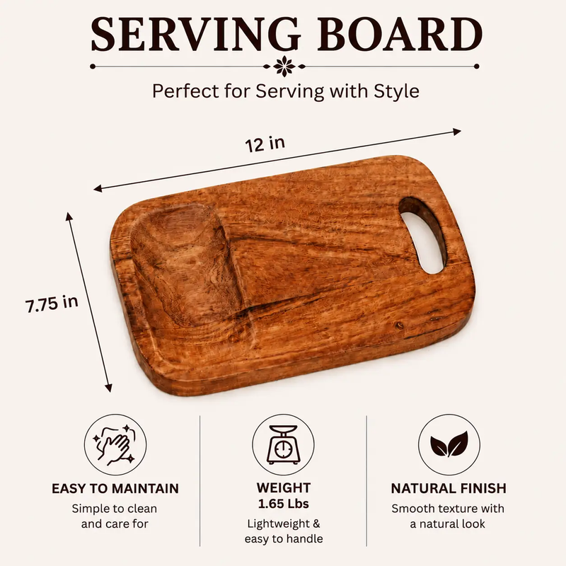 Acacia Wood Cutting Board with Built-In Handle by HouseOfZazla