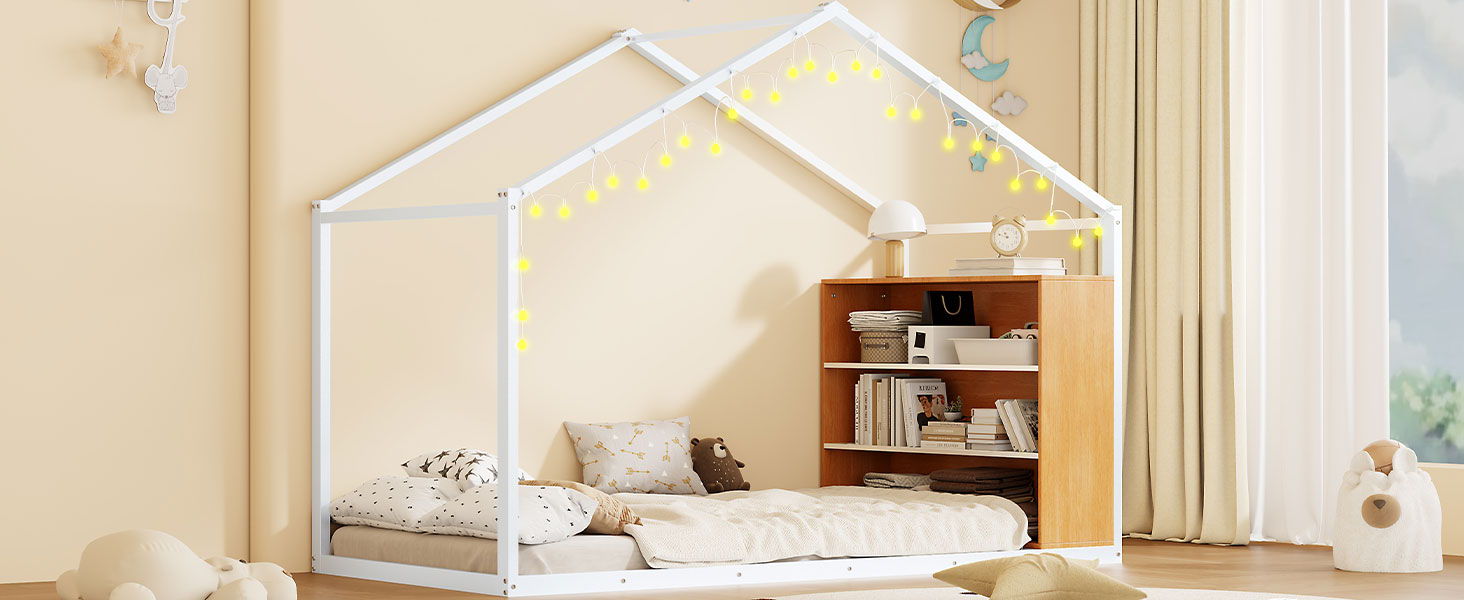 Bed House Frame With Shelves And Lights by HouseOfZazla