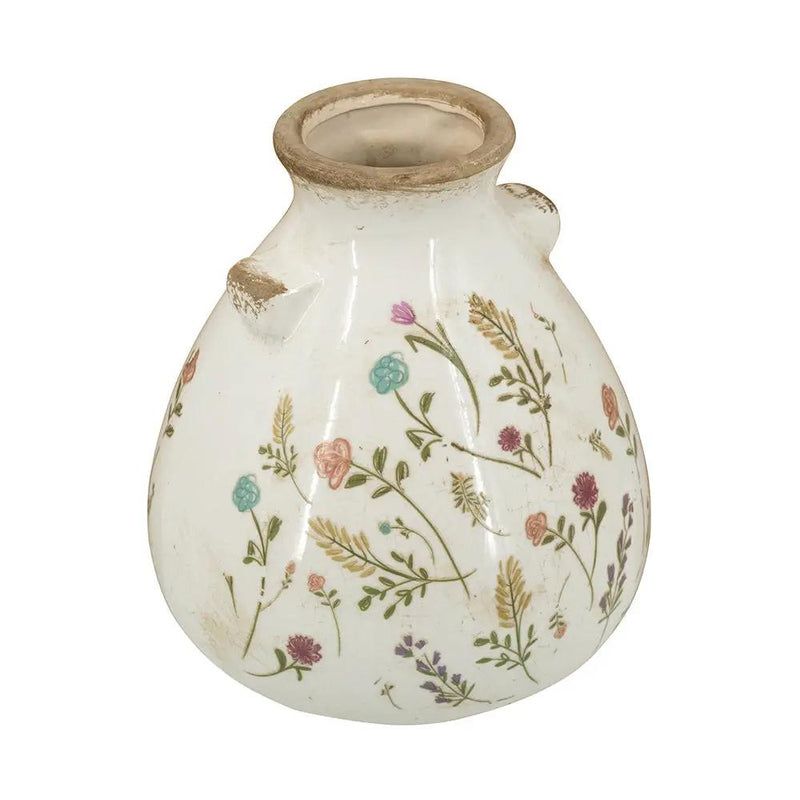 6.7x6.7x7.7' Round Ceramic Accent Vase with Multi-Colored Floral Motifs by HouseOfZazla