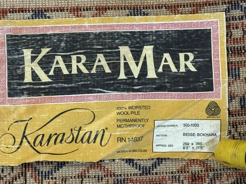 Karastan Rug 8.2 x 11.6 Beige Bokhara, Wool Pile, Vintage Discontinued Karastan Area Rug, Belgium Power Loomed Rug by Jewel Rugs