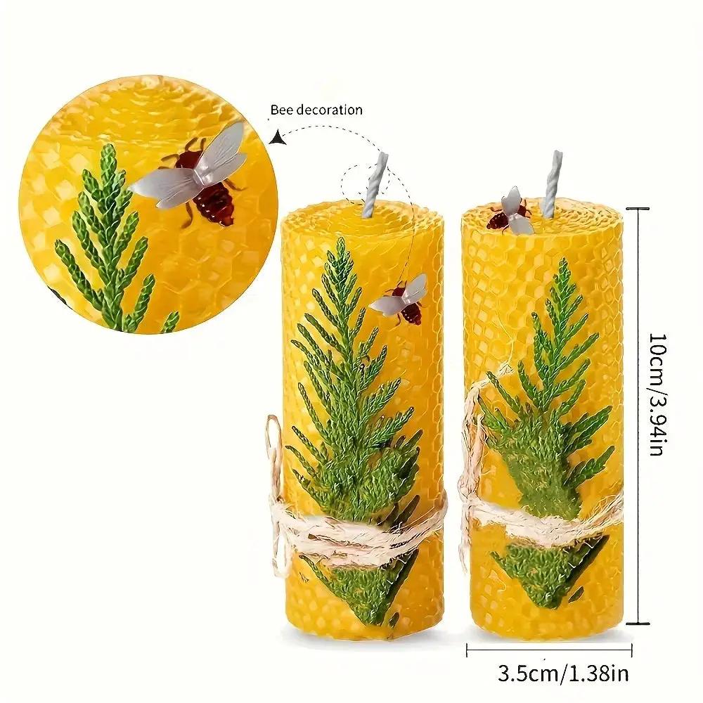 Beeswax Candles with Dried Flowers, Multicolor 4 Piece Oval Set by House Of Avana