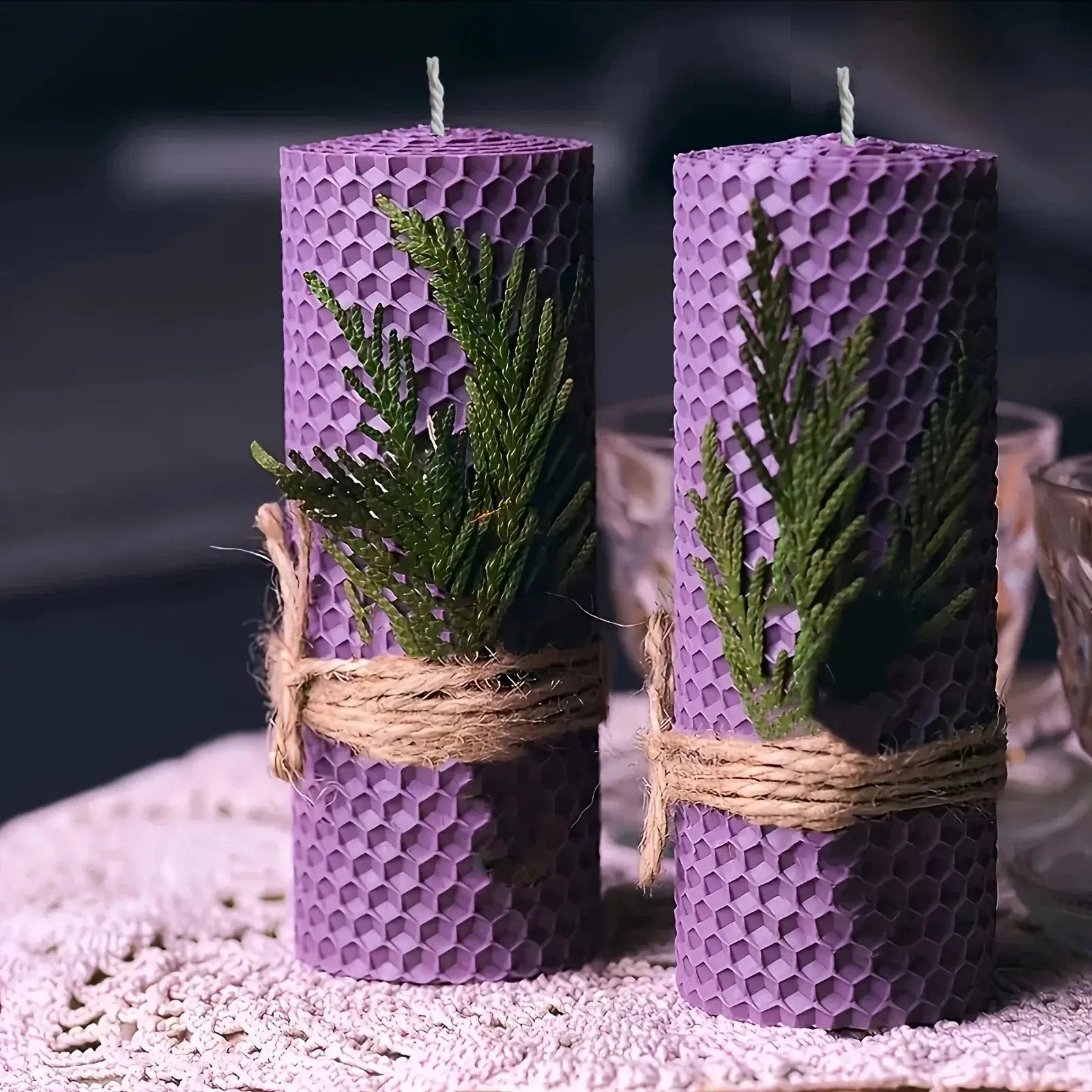 Beeswax Candles with Dried Flowers, Multicolor 4 Piece Oval Set by House Of Avana