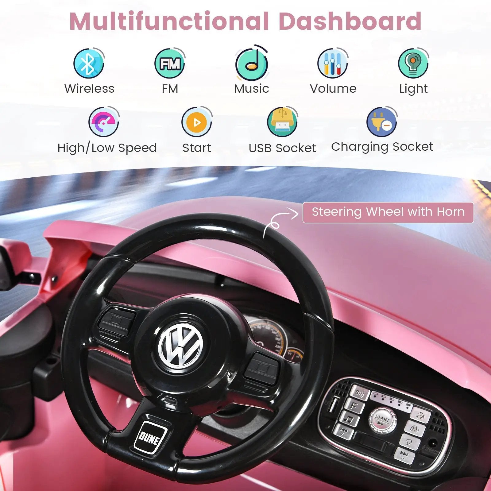 Volkswagen Beetle Kids Electric Ride On Car with Remote Control by DirectDeals