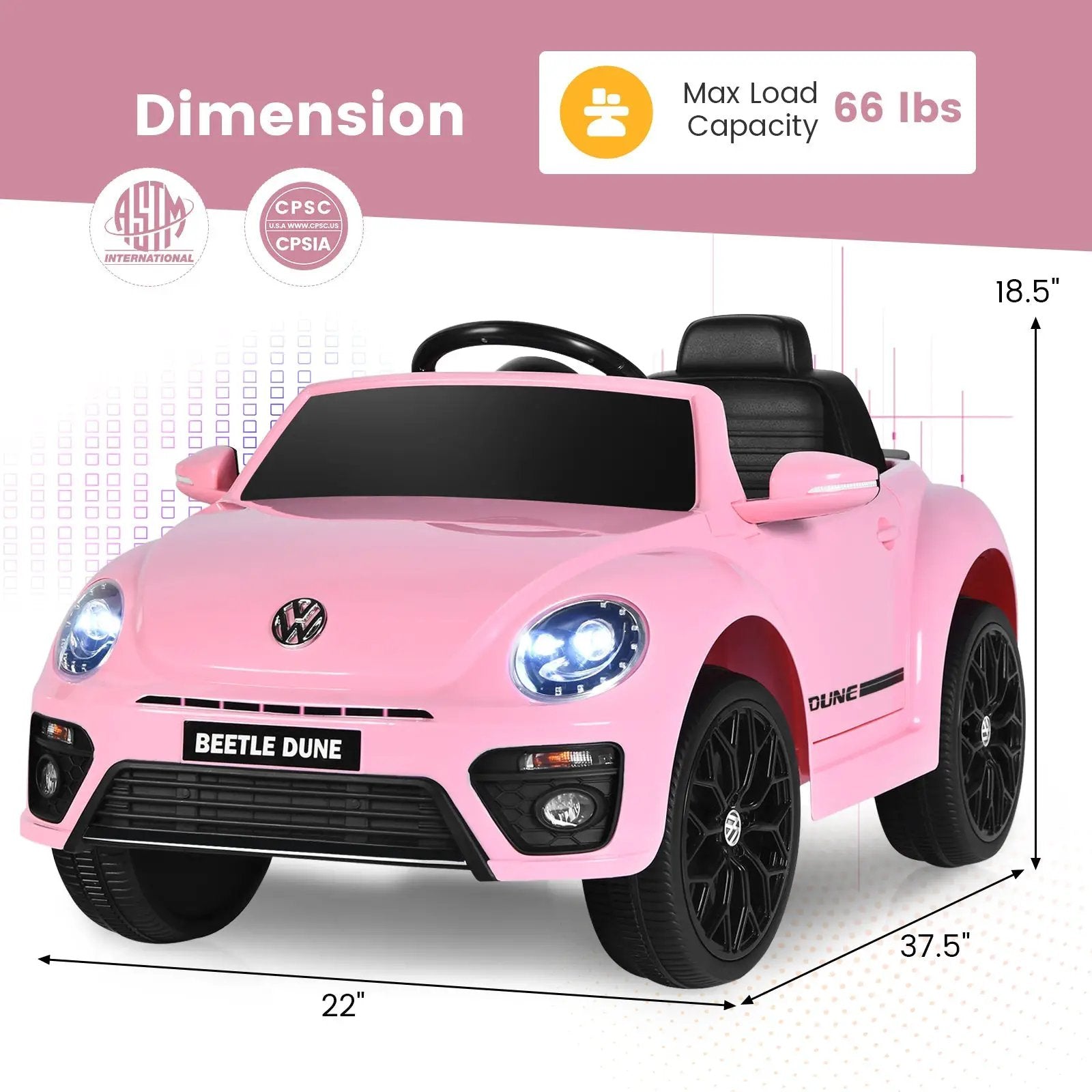 Volkswagen Beetle Kids Electric Ride On Car with Remote Control by DirectDeals