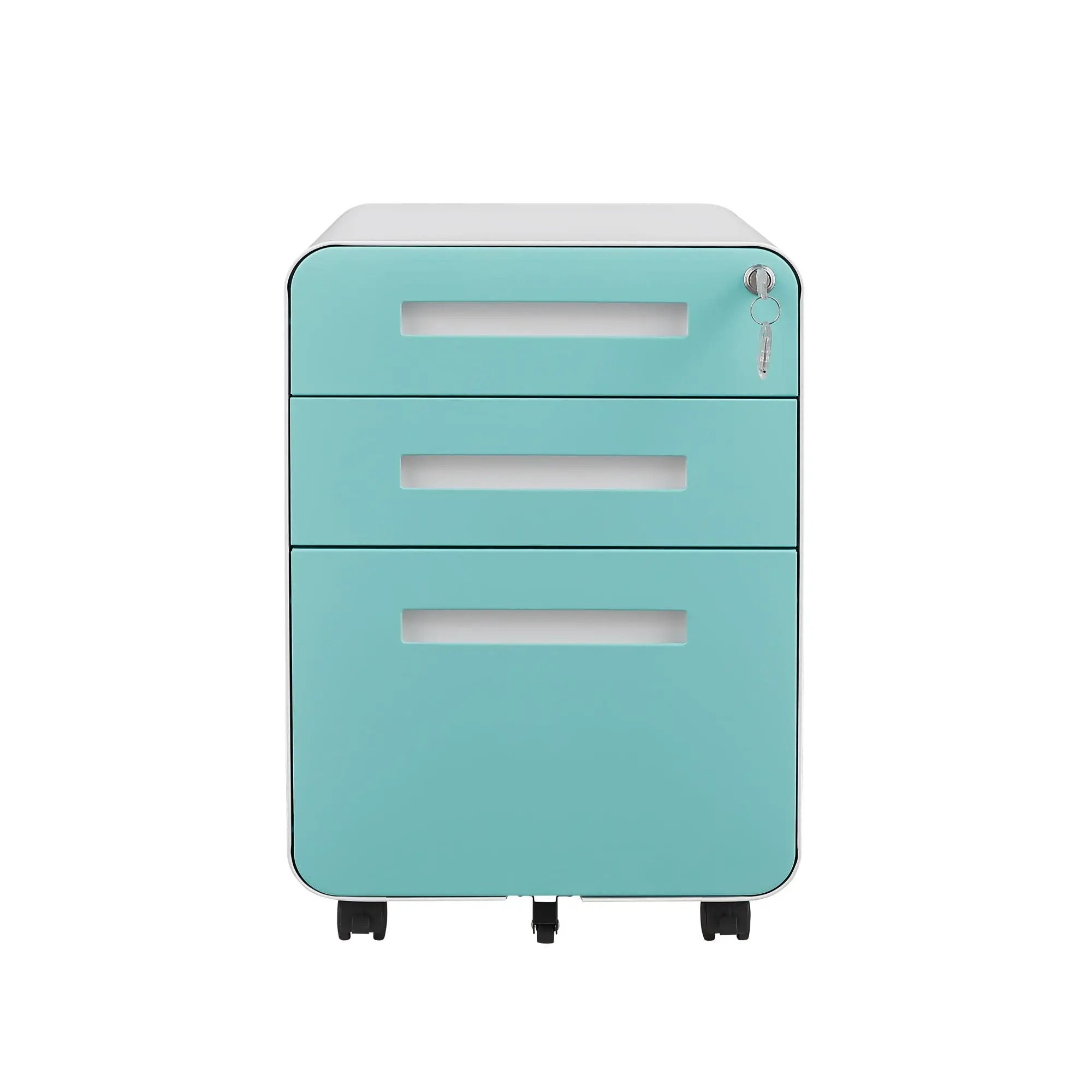 3 Drawer Mobile File Cabinet Under Desk Office, Simple Style Versatile Storage Cabinet For Legal / Letter / A4 Files, 5 Wheel Design Anti-Tilting Cold Rolled Steel Waterproof Moisture-Proof by HouseOfZazla