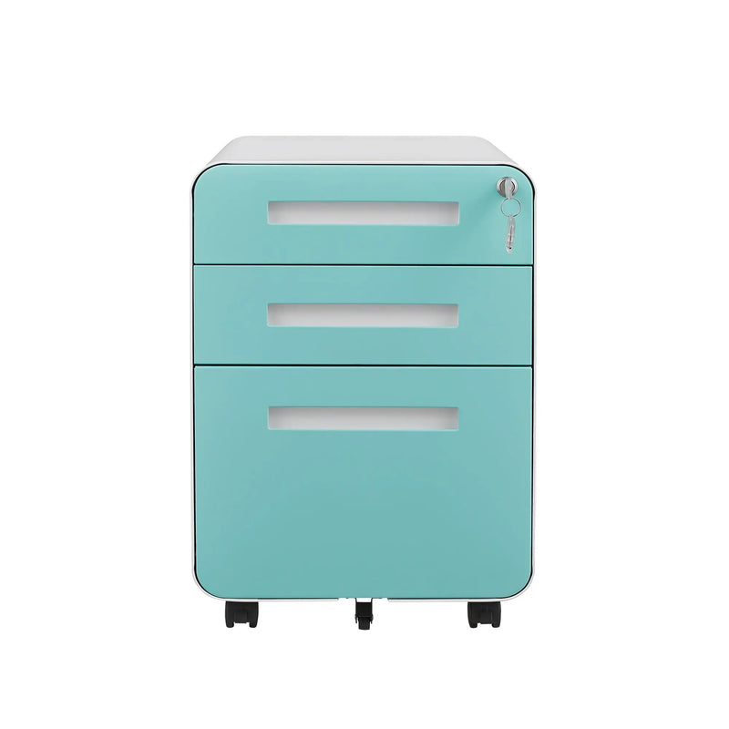 3 Drawer Mobile File Cabinet Under Desk Office, Simple Style Versatile Storage Cabinet For Legal / Letter / A4 Files, 5 Wheel Design Anti-Tilting Cold Rolled Steel Waterproof Moisture-Proof by HouseOfZazla