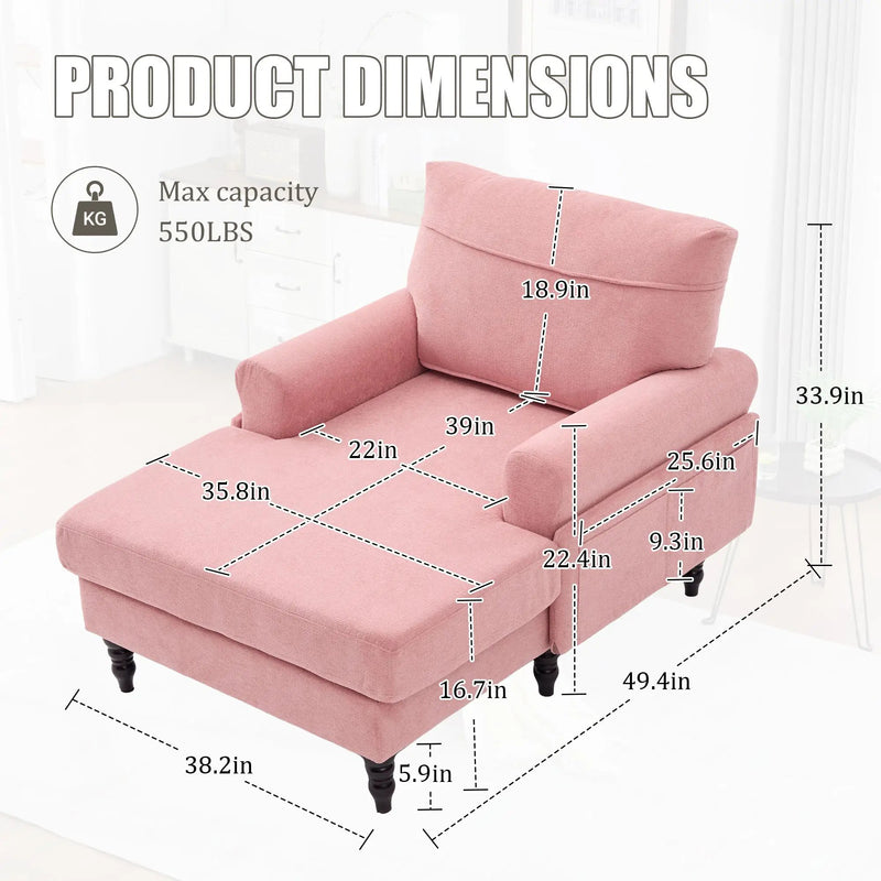 Modern Minimalist Chenille Fabric Chaise Lounge Recliner by HouseOfZazla