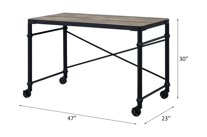 Oklarth - Rustic Writing Desk - Black / Oak by Unique Piece Furniture