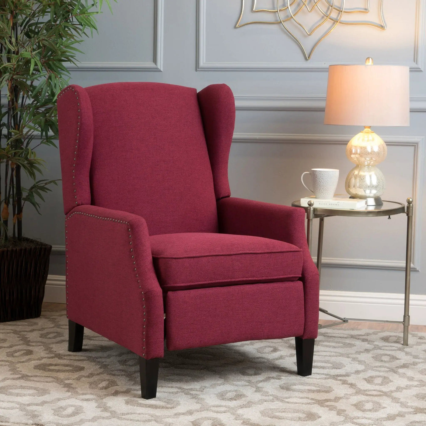 Westeros Wing Back Fabric Upholstered Recliner by Unique Piece Furniture