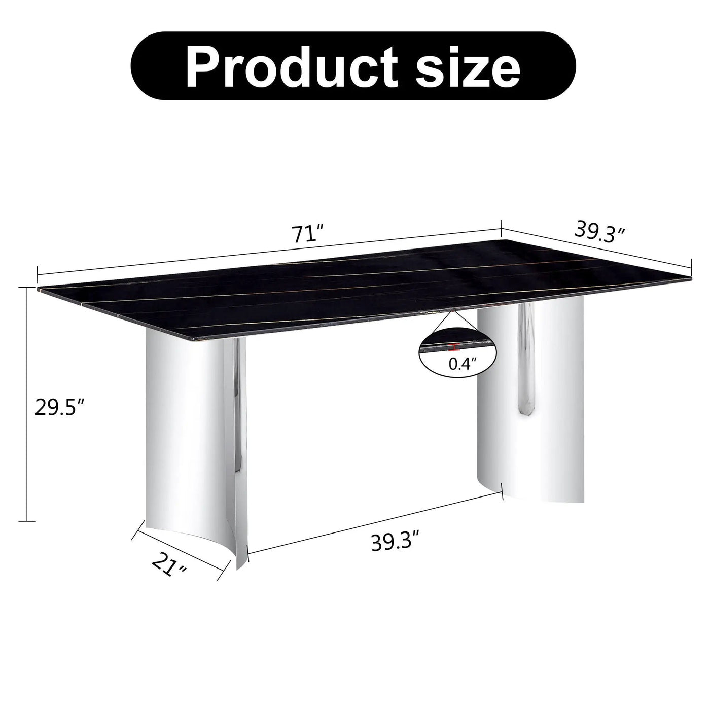 Modern Minimalist Dining Table With Marble Glass Top by HouseOfZazla