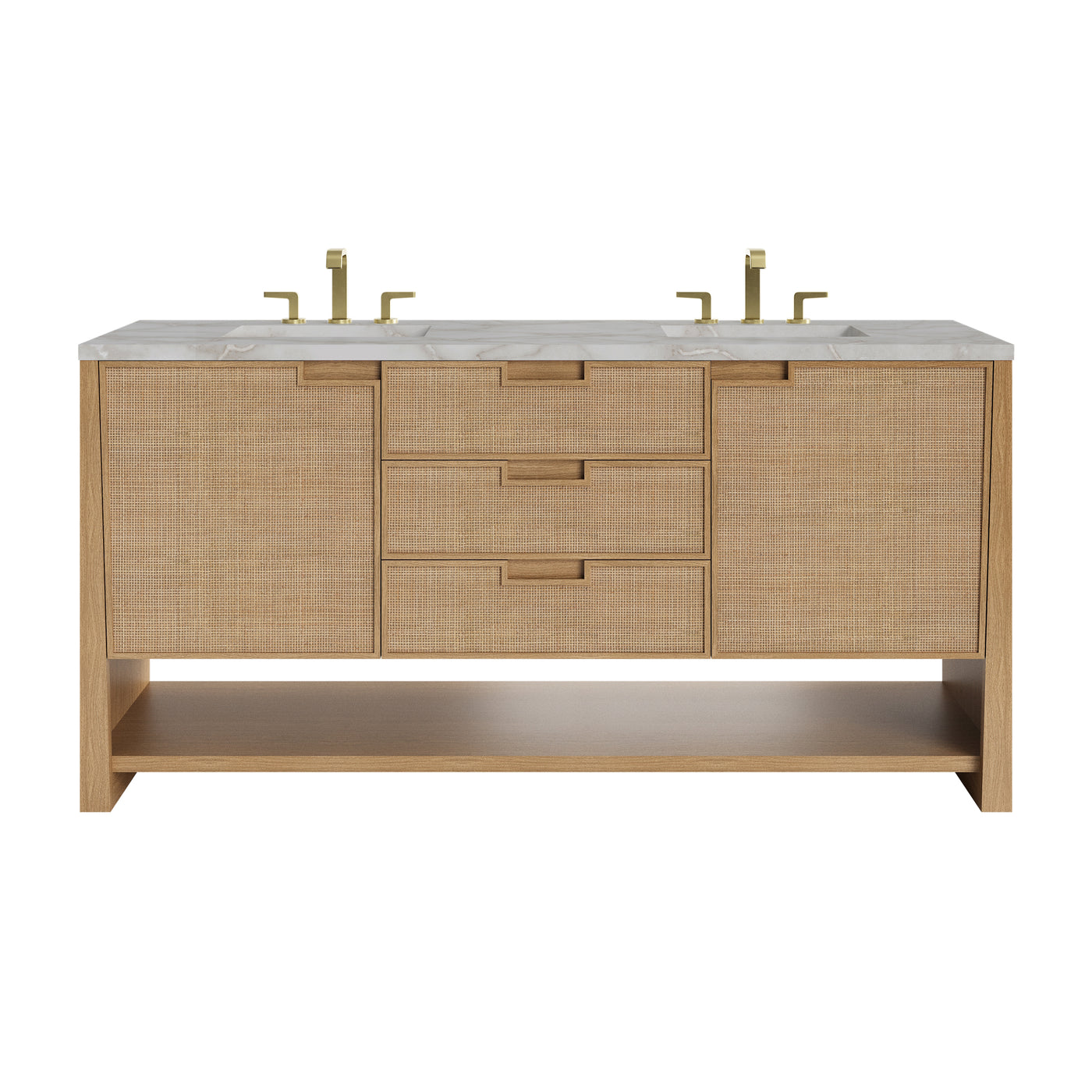 James Martin Solene 72" Double Bathroom Vanity, Seaside Oak with Victorian Silver (Quartz) countertop