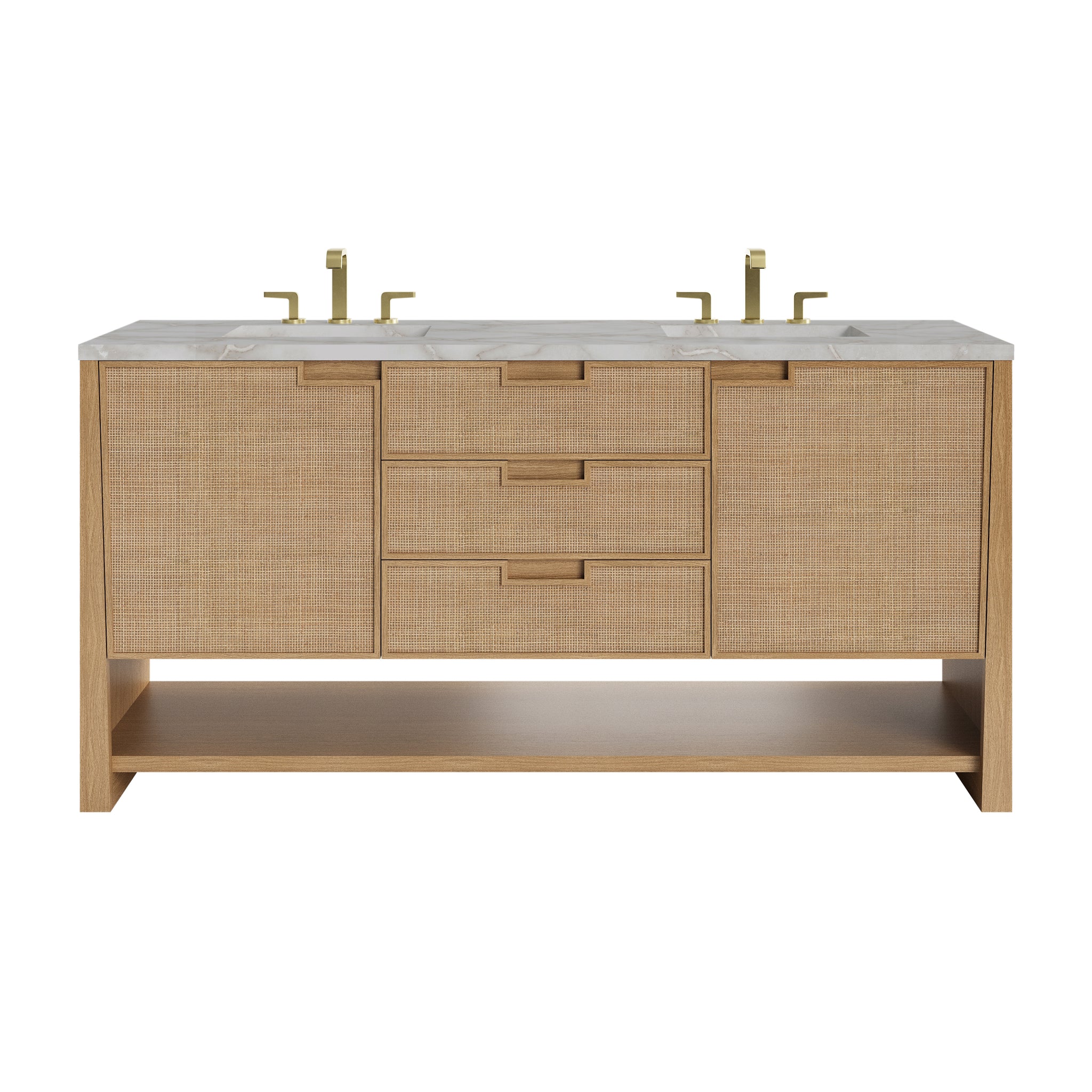James Martin Solene 72" Double Bathroom Vanity, Seaside Oak with Victorian Silver (Quartz) countertop