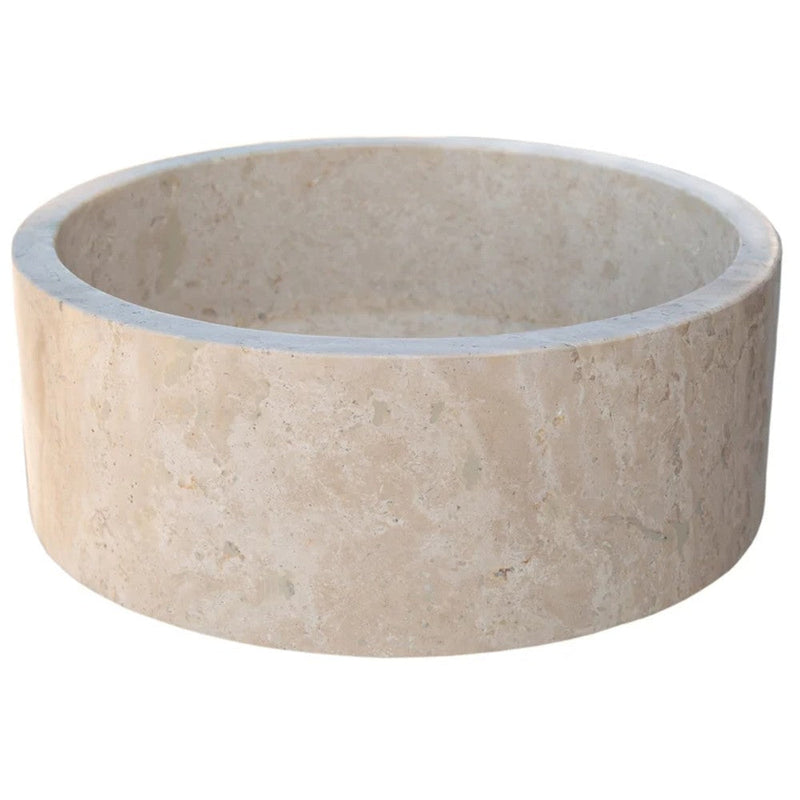 Natural Stone Beige Travertine Vessel Sink Honed (D)16" (H)6" by GobekDesign