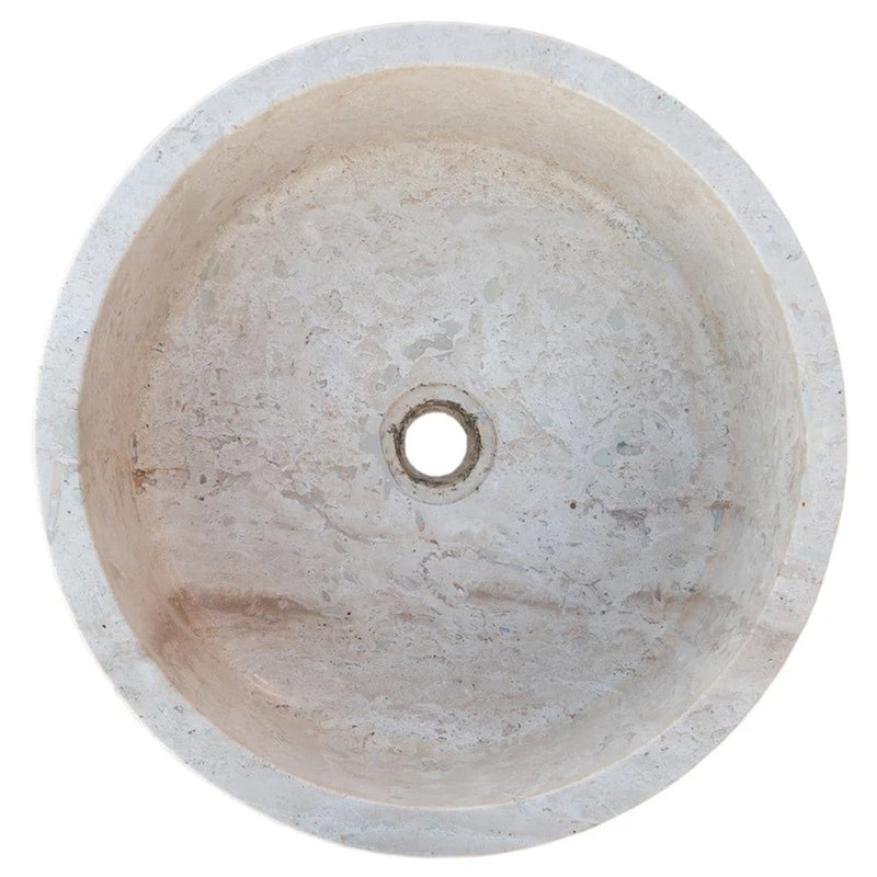 Natural Stone Beige Travertine Vessel Sink Honed (D)16" (H)6" by GobekDesign