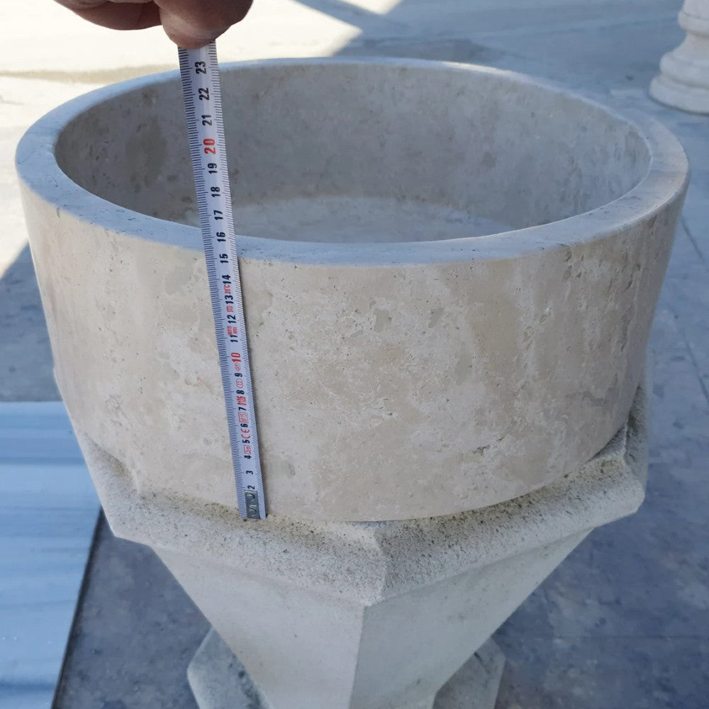 Natural Stone Beige Travertine Vessel Sink Honed (D)16" (H)6" by GobekDesign