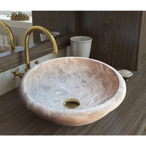 Beige Travertine Natural Stone Drop-in Sink - Honed 16x6 Inch