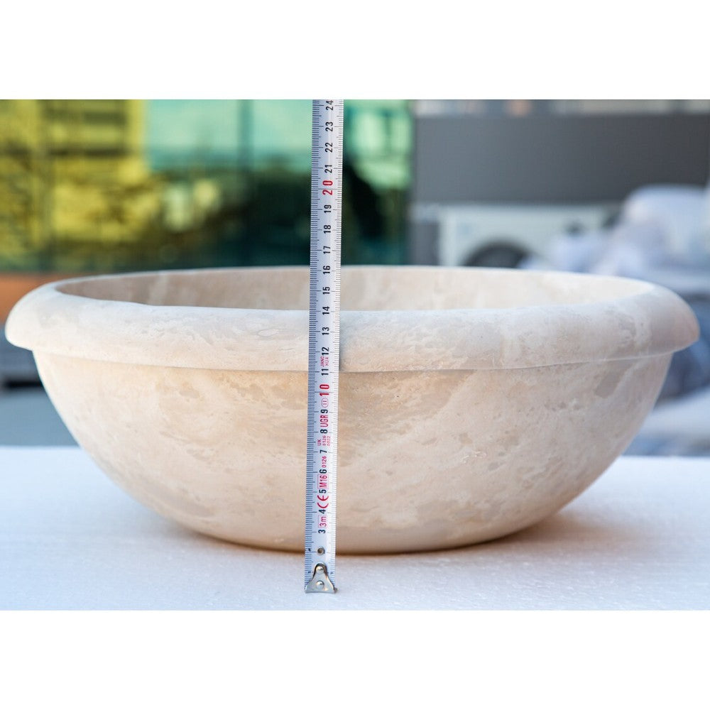 Beige Travertine Natural Stone Drop-in Sink - Honed 16x6 Inch by GobekDesign