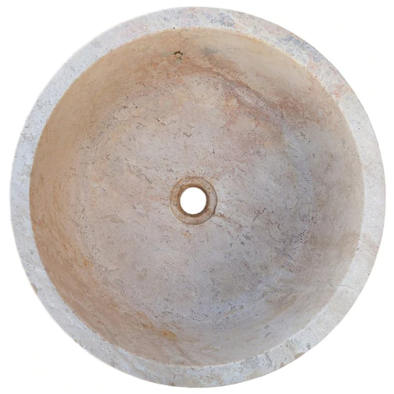Natural Stone Beige Travertine Self-Rimming Drop-in Vessel Sink Polished (D)16" (H)6.5" by GobekDesign