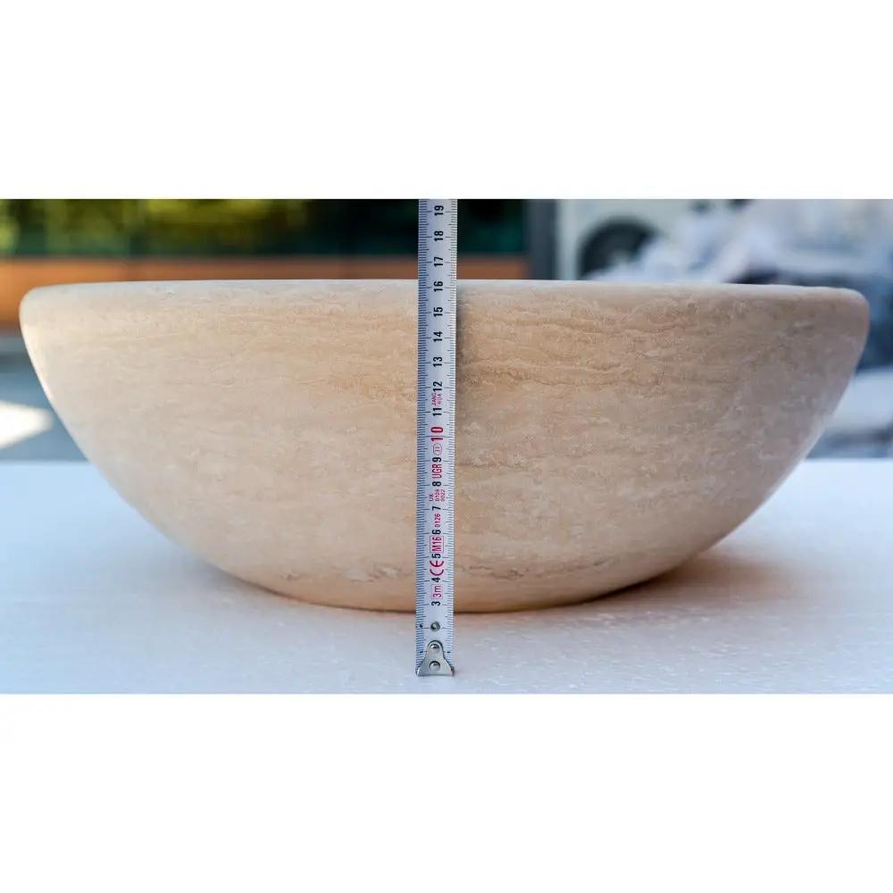 Beige Travertine Natural Stone Vessel Sink - Honed and Filled 16x6 by GobekDesign
