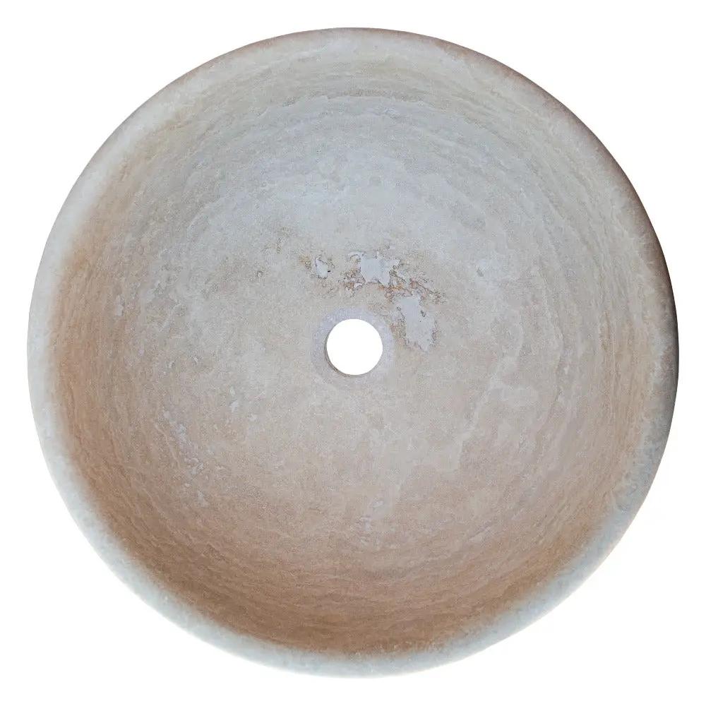 Beige Travertine Natural Stone Vessel Sink - Honed and Filled 16x6 by GobekDesign