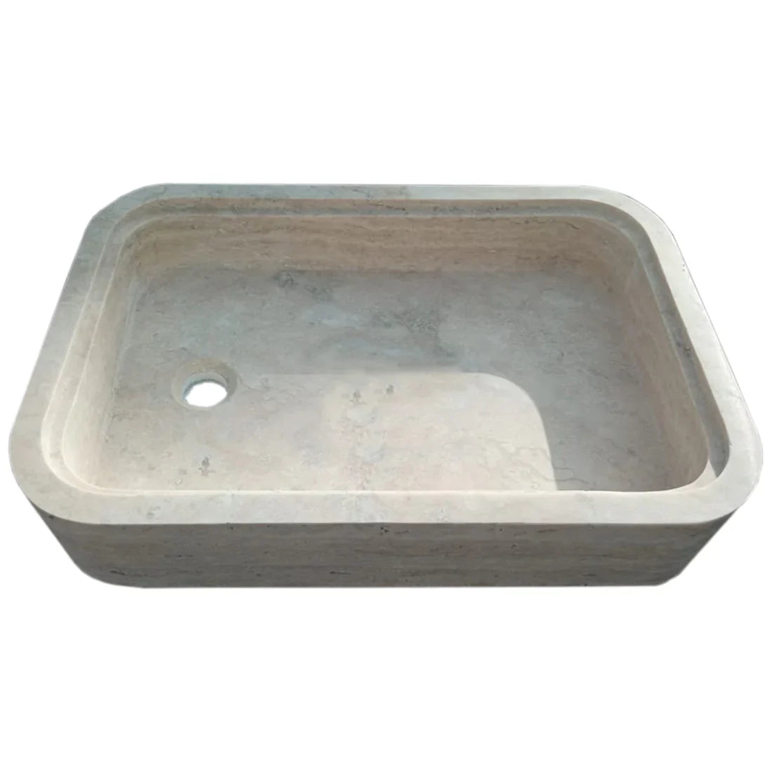 Beige Travertine Rectangular Wall-mount Bathroom Sink Hidden Drain (W)16" (L)24" (H)5" by GobekDesign