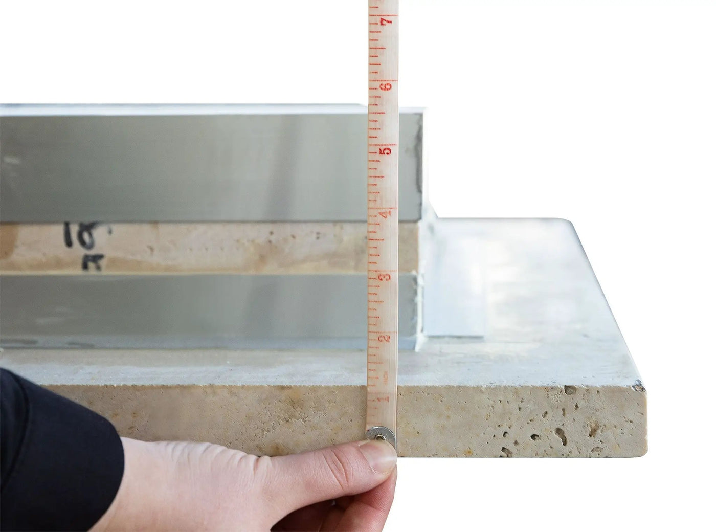 Beige Travertine Vein Cut Double Vanity Bathroom Sink 23 x 60 Turkish Handcrafted by GobekDesign