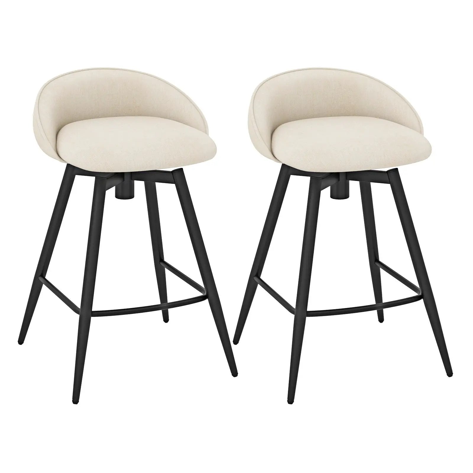 Upholstered Bar Stools Set of 2 with Footrest and Backrest by DirectDeals