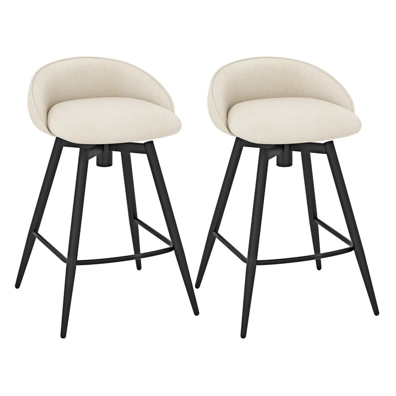Upholstered Bar Stools Set of 2 with Footrest and Backrest by DirectDeals