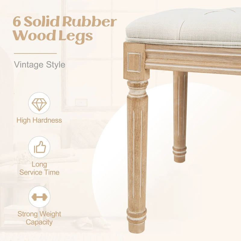 French Vintage Entryway Bench 47 Inch Upholstered Dining Bench by DirectDeals