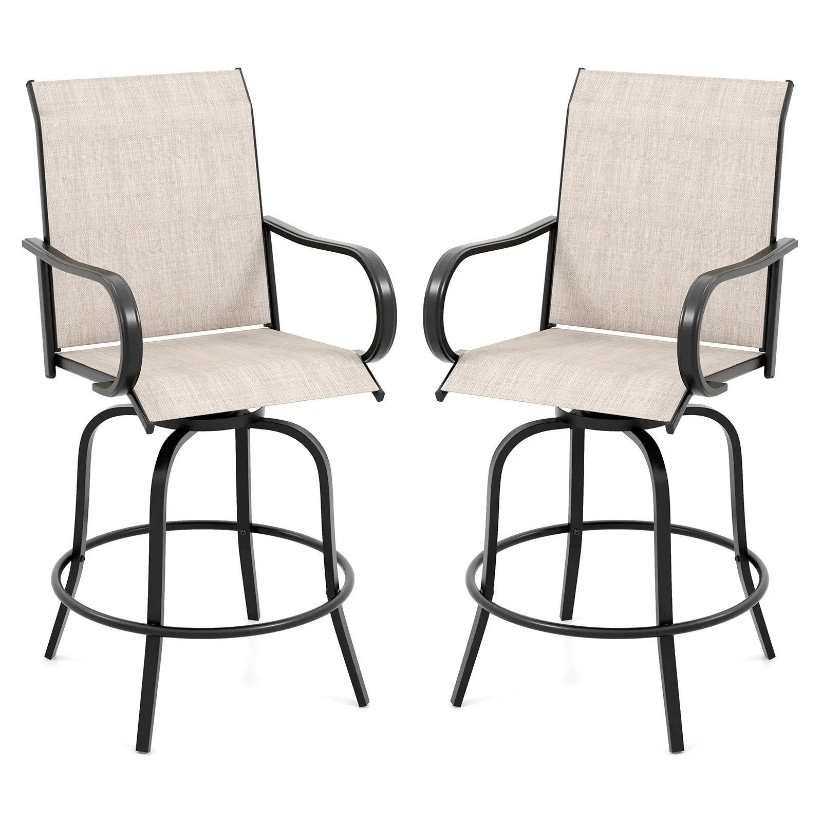 2 Pieces 360 Rotating Bar Stool Set with Armrests for Patio by DirectDeals