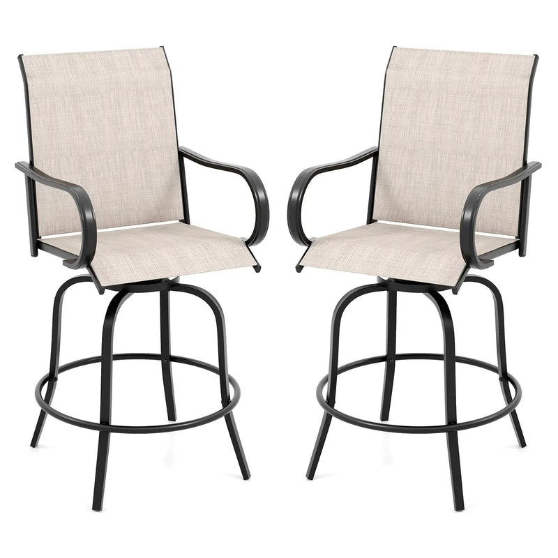 2 Pieces 360 Rotating Bar Stool Set with Armrests for Patio by DirectDeals