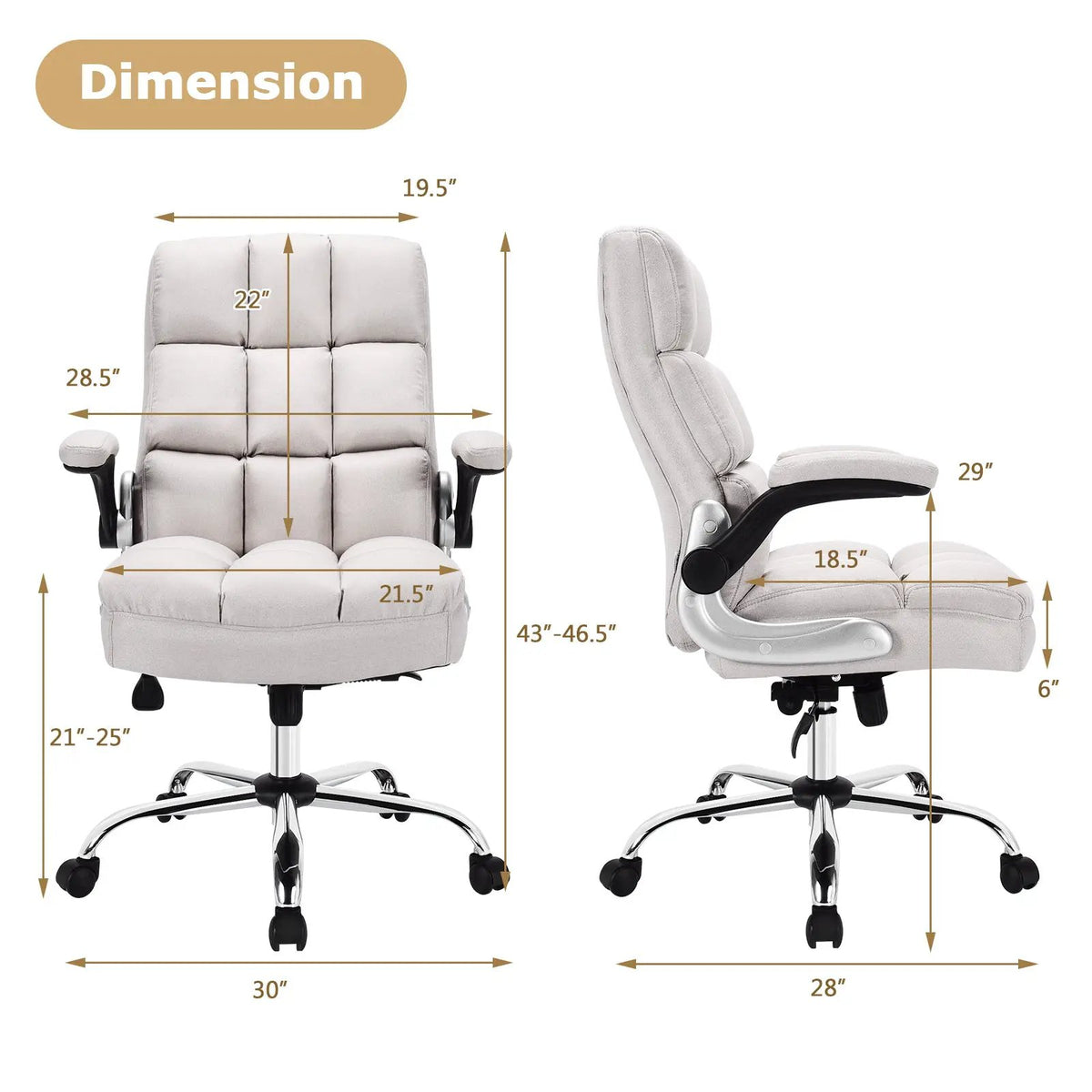 Adjustable Swivel Office Chair with High Back and Flip-up Arm for Home and Office, photo 4 of 10