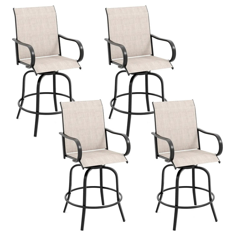 2 Pieces 360 Rotating Bar Stool Set with Armrests for Patio by DirectDeals